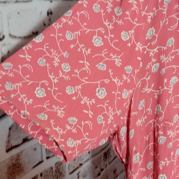 Vintage 80s 90s Pink Floral Dress Lace Peter Pan Collar Beetlejuice Cottagecore - Picture 8 of 13